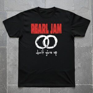 Don't Give Up Rock Band Rings Vintage Graphic Tee Black